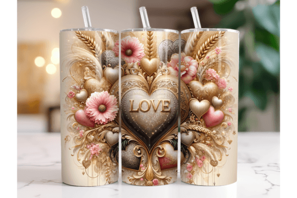 3D Heart Valentines Tumbler Wrap