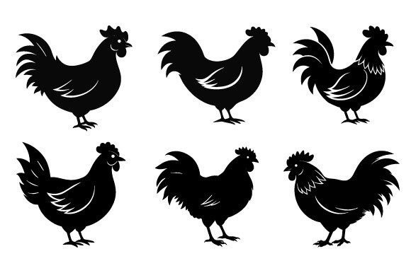 Black Silhouette Chicken Vector Design