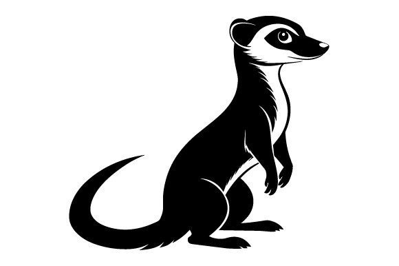 Black Silhouette Meerkat Whole Body Vect