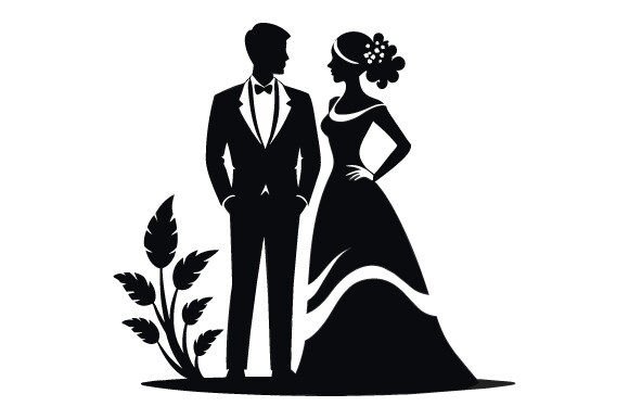 Black Silhouette Wedding Vector