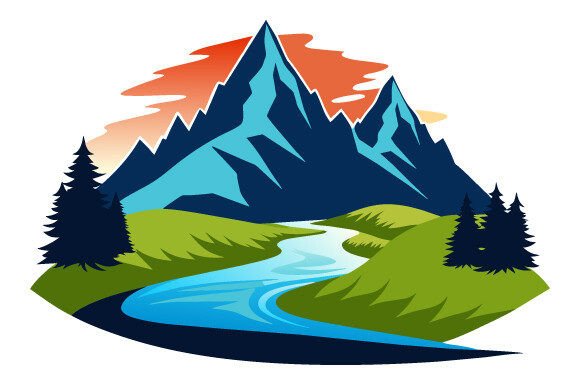 Captivating Mountain-with-River Vector Design