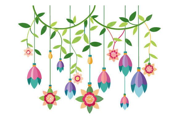 Hanging Flower Strings Vector Graphic