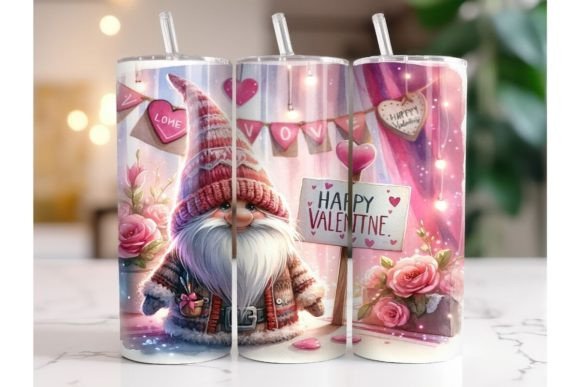 Happy Valentine Gnome Tumbler Wrap
