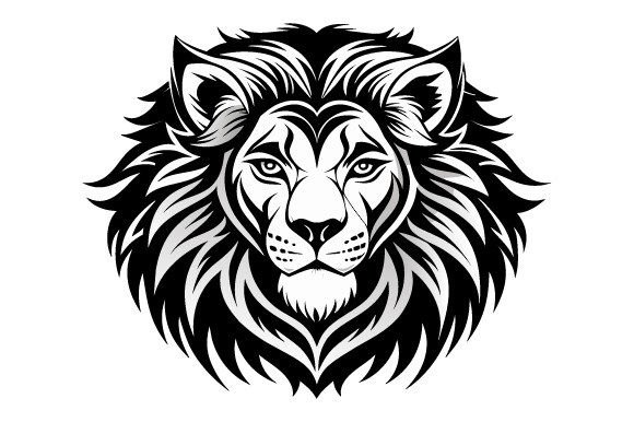 Lion Face in Tribal Style Vector Design