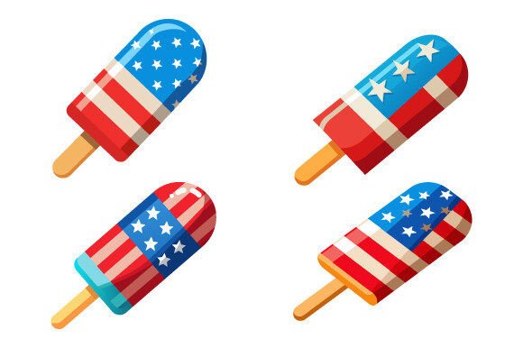 Patriotic Ice Pop on White Background: A Versatile Graphic Asset for Creative Projects