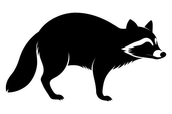 Raccoon Black Silhouette Side View