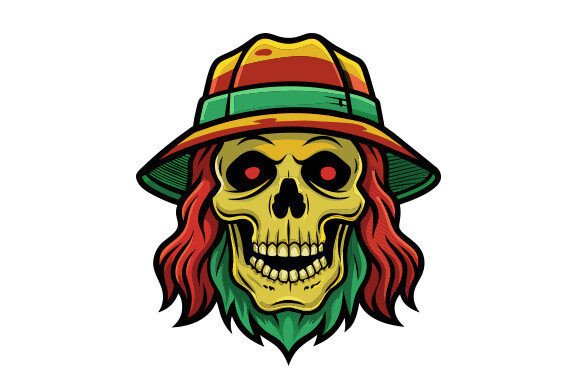 Rustic Skull Wearing Reggae-Colored Buck