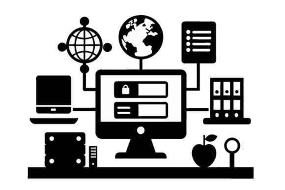 Simple Information Technology Black Silhouette Design