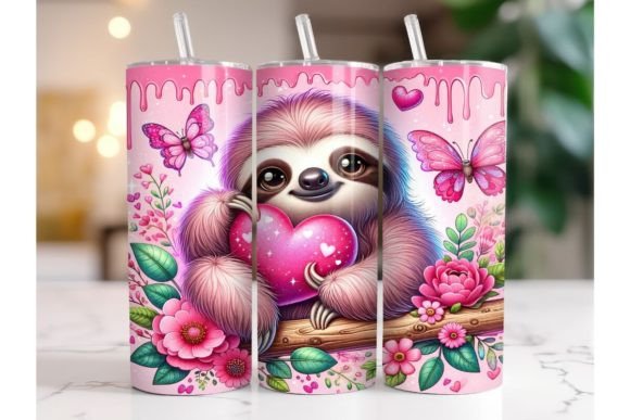 Valentine Sloth 20oz Tumbler Wrap
