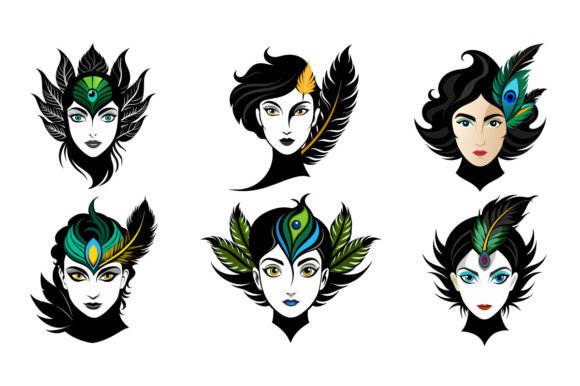 Vector-of-face-with-peacock-feather-: Elevating Your Brand with Elegant, Scalable Design